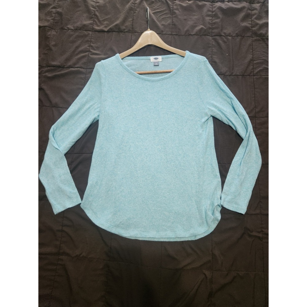 Old Navy Relaxed Plush Knit Long Sleeve Tee Warmer Waters Blue Soft Top M